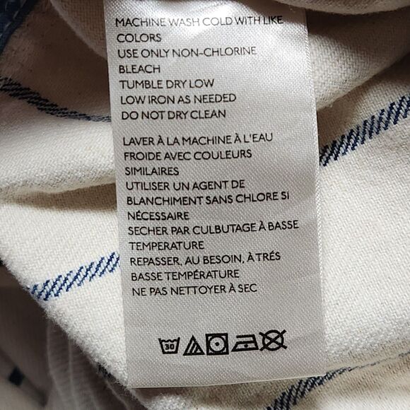 Anthropologie Womens 12 Heeda Ruffle Sleeve Striped Denim Jumpsuit Ivory Blue - Picture 6 of 9